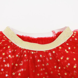 ชุดกระโปรงบัลเลต์ลายดาวพร้อมที่คาดผมกลิตเตอร์สีทองสำหรับเด็กผู้หญิง ตกแต่งด้วยฟอยล์รูปดาวสีทอง สำหรับงานปาร์ตี้วันค<span class=keywords><strong>ริ</strong></span>สต์มาส - Product Image 4