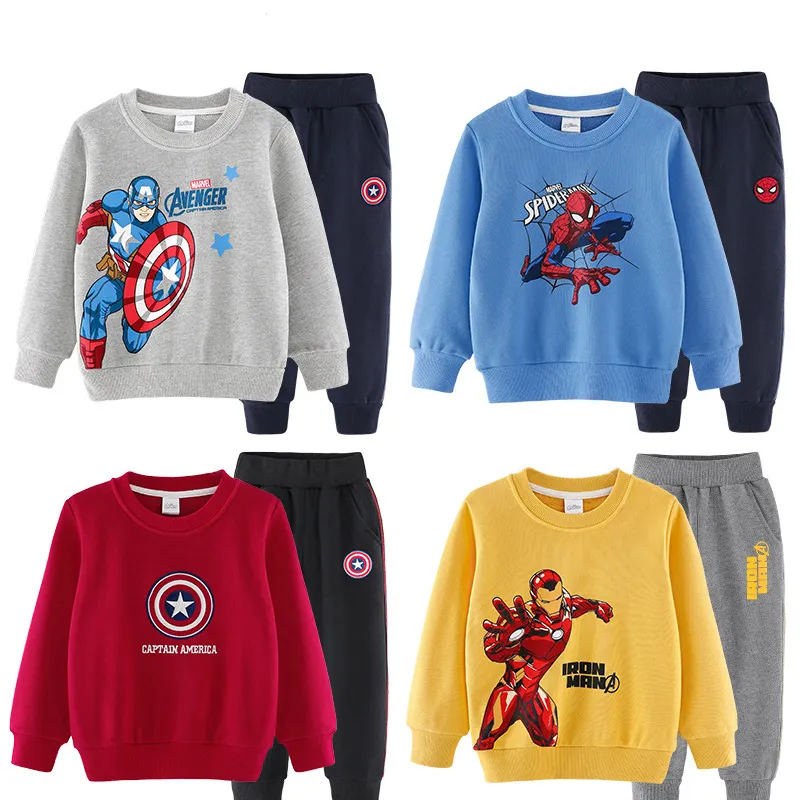 Baby Boys Spring Autumn Spiderman Sports Suit 2 Pieces Set Tracksuits Kids Casual Clothing Apparel Sets