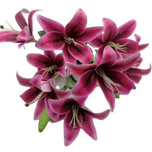 Fleur artificielle de lys de Chine simulée, bouquet de fleurs de lys au toucher réel parfumé pour la décoration intérieure - Product Image 1