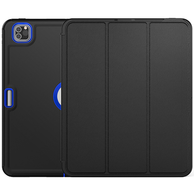 Anti-drop PU Leather Smart Auto Sleep Wake Folio Tablet Cover for iPad Pro 12.9 2022 Pencil Slot Flip Shockproof Rugged Case