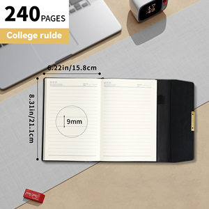 Ensemble de cahiers A5 en cuir PU personnalisés en gros avec 100 feuilles couverture rigide Journal fil à coudre stylo cadeau Stock Promotion des ventes - Product Image 5