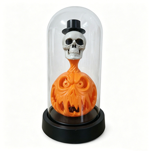 Décoration de fête d'Halloween KZR, lumières LED en forme de citrouille et de fantôme - bois et acrylique, pour adultes - Product Image 6