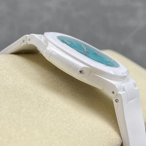 Montre en céramique haut de gamme, boîtier octogonal de 40 mm, verre saphir, cadran rayé turquoise, mouvement automatique, affichage de la date, haute qualité - Product Image 2