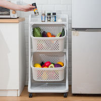 Type debout chariot en plastique de ménage support de stockage de cuisine de légumes étagère de cuisine chariot de stockage mobile