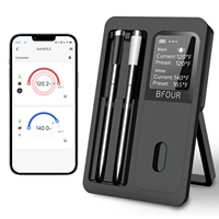 Termometer Daging Digital Pintar Bluetooth 2 Probe Keramik Jangkauan Jauh 500FT Tahan Air IP67 untuk BBQ Grill Oven Smoker (Logam)