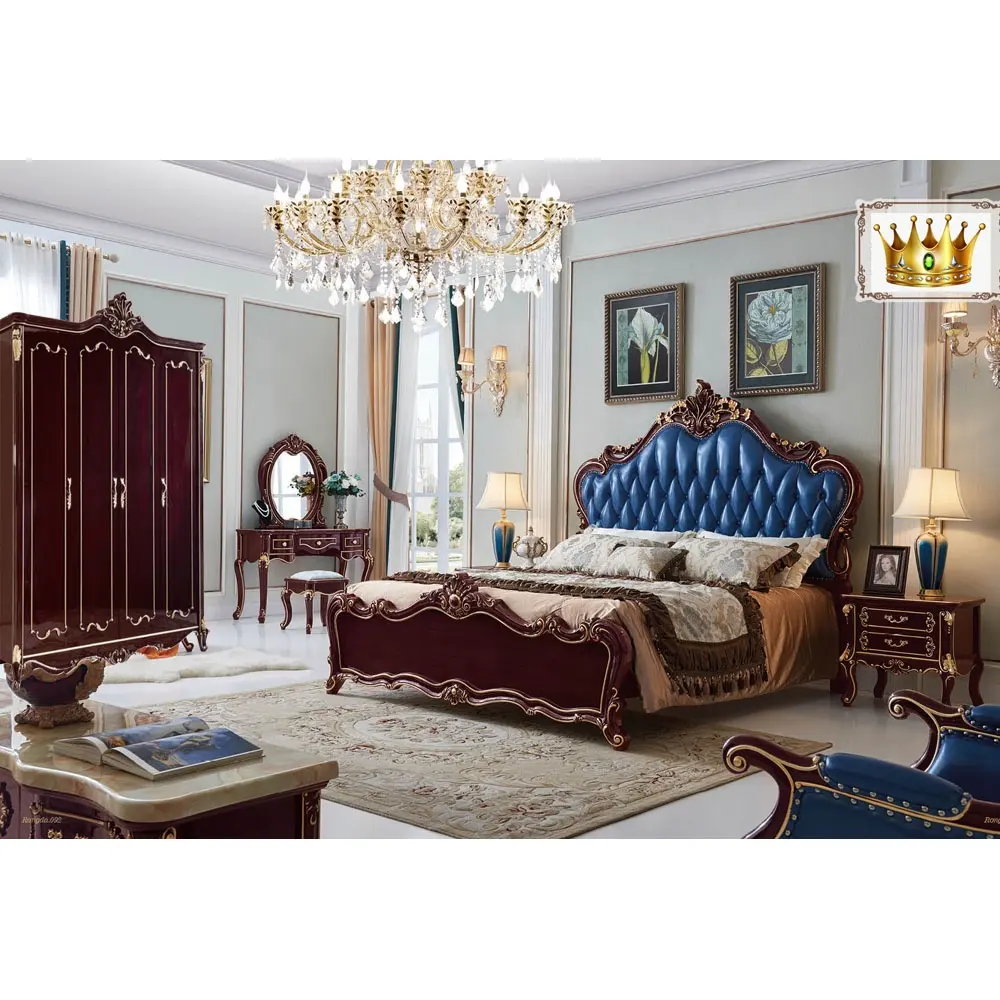 Klassieke Kingsize Slaapkamer Set Europese Stijl Heet Verkoop Koninklijke Luxe Slaapkamer Meubilair