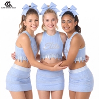 Ensemble d'uniformes d'entraînement personnalisés pour filles, avec haut et short de cheerleading ornés de strass, pour la pratique et les spectacles