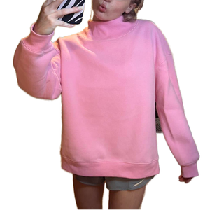 Sweat-shirt à col montant imprimé de haute qualité pour femme, manches longues, couleur unie, décontracté, avec logo frontal, 100 % coton, vente en gros - Product Image 2