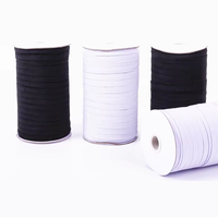 Vente en gros de bande élastique plate tressée noire et blanche de 3 mm, 5 mm, 6 mm, 10 mm, 12 mm, 15 mm, 20 mm de largeur pour la couture de vêtements