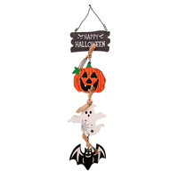 Décoration suspendue en bois MM Citrouille Fantôme pour porte d'Halloween, pour fête effrayante, Halloween ou la maison hantée, vente en gros usine