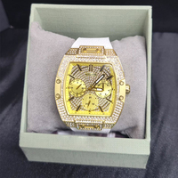 Reloj de Cuarzo Europeo con Grabado de Diamantes, Diseño Cuadrado en Oro Rosa, Forma de Cubo de Vino, para Mujer