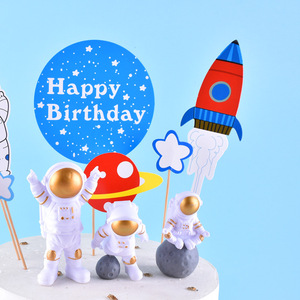 Weltraum thema Party dekoration <span class=keywords><strong>Astronaut</strong></span> Rocket Cake Topper Geburtstags feier Cupcake Flag Dessert Tisch Tag Kuchen Dekoration - Product Image 5