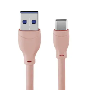 Kabel Data ponsel USB tipe C, penjualan terbaik warna-warni kabel Charger cepat ponsel Flex untuk Samsung