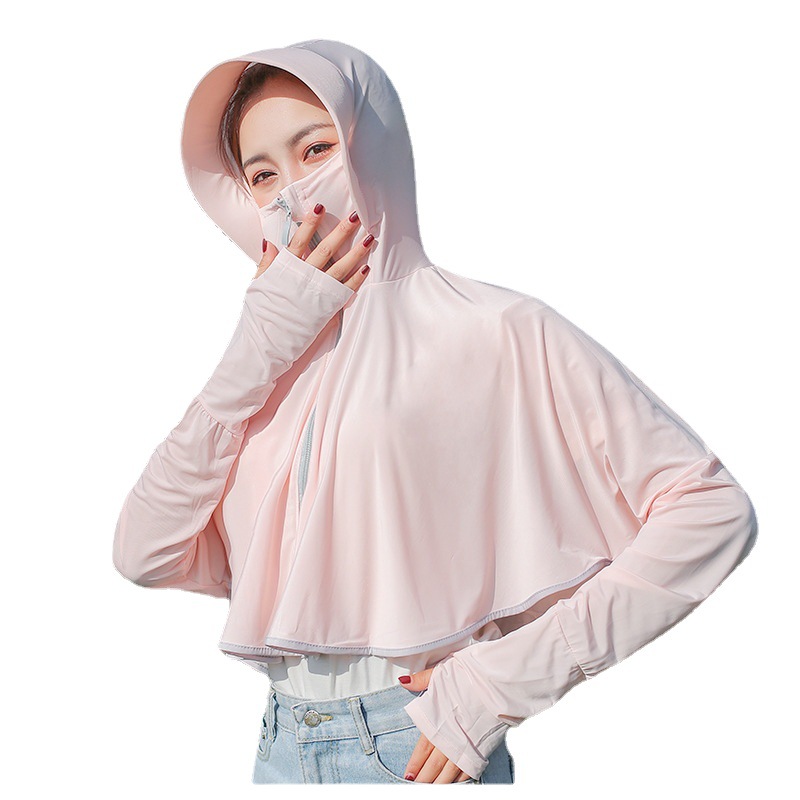 Солнцезащитная Одежда женская новая летняя шаль с капюшоном на молнии для езды на открытом воздухе вождения