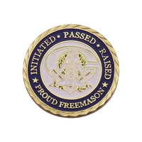 Conception personnalisée gratuite défi pièce de monnaie moulage sous pression gravure franc-maçon Logo 3D plaqué or cuisson peinture Souvenir pièce de monnaie recueillir