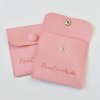 Pochette à bijoux en microfibre INFFY avec logo personnalisé imprimé, 9x10cm, petite enveloppe, sac à boucles pour boucles d'oreilles et colliers, pochette à cordon recyclable avec rabat