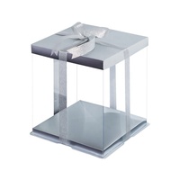 Boîte à gâteau d'anniversaire carrée en plastique transparent 6 pouces 8 pouces 10 pouces double couche portable écologique emballage de boulangerie recyclé