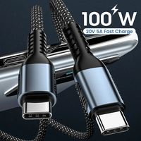 Câble USB C vers USB C tressé en nylon PD 100W Câble de données à charge rapide 5A pour ordinateur portable pour téléphones mobiles