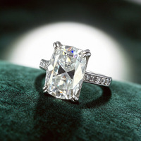 Bague de mariage minimaliste pour femme en moissanite taille coussin allongée 10CT, en argent sterling 925 plaqué rhodium, sertie à griffes, 10x14mm