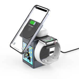 Produit tendance 2026 : Réveil numérique à animation pixelisée <span class=keywords><strong>6</strong></span> en 1, lampe de bureau LED avec <span class=keywords><strong>chargeur</strong></span> <span class=keywords><strong>sans</strong></span> <span class=keywords><strong>fil</strong></span> magnétique 15 W, haut-parleur BT5.3 - Product Image 3