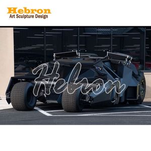 Sculpture abstraite de voiture d'accident en métal, finition miroir, en acier inoxydable, pour extérieur, modèle de la voiture de <span class=keywords><strong>Batman</strong></span>, réplique 1:1 fonctionnelle - Product Image 2