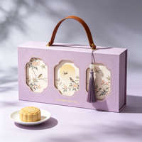 Coffret Cadeau de Gâteaux de Lune du Moyen-Automne du Patrimoine Chinois, Motif Bambou Traditionnel, Poignée en Cuir, Emballage Premium, Vente en Gros