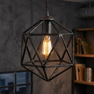 <b>Modern</b> Black Iron Geometric Pendant <b>Light</b> E27 <b>LED</b> Bulb 3500K Warm White Touch Control Kitchen <b>Ceiling</b> Lamp - Product Image 2