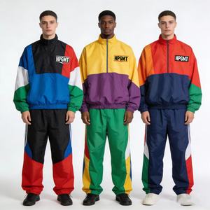 メンズ用ルーズウィンドブレーカー2ピースセット 軽量ナイロントラックスーツ - Product Image 4