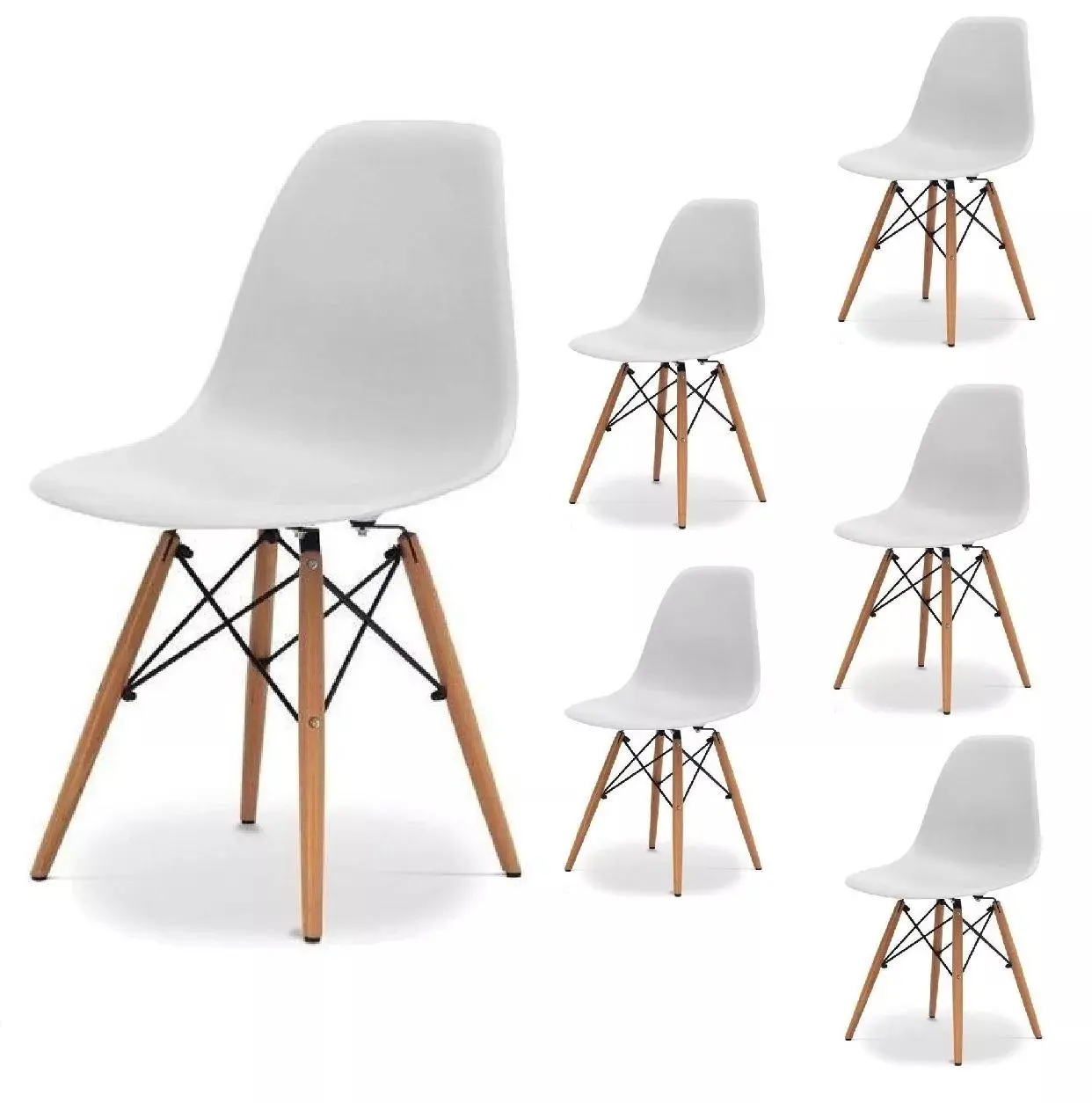 Hot Sale Cheap Contemporary Modern Dinning Chair Cadeira Dinner Kitchen EAM PP Plastic Seat Dining Chairs With Wooden Legs