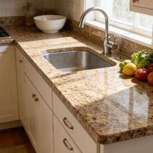 Dalle de granit Giallo California naturel poli de qualité supérieure, moderne, coupée sur mesure pour usage extérieur, design graphique - Product Image 4