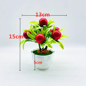 Bonsaï artificiel Qi Xing, fruit de la fortune, plante en pot en plastique de 15 cm, ornement décoratif d'intérieur - Product Image 2