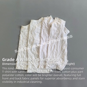 Trapos de algodón blanco absorbentes de aceite y agua, trapos de limpieza de punto reciclado para limpiar. - Product Image 2