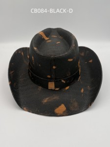 Sombrero de paja de <span class=keywords><strong>vaquero</strong></span> occidental negro y naranja hecho a mano de moda de alta calidad para hombres - Product Image 4