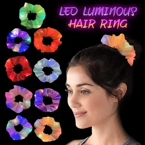 PT196A Creative led scrunchies 9 colores de fiesta de halloween chica de bar luminoso banda de pelo de Navidad scrunchies