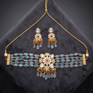 Collar Mala Choker de Diseño Kundan con Baño de Oro, Hecho a Mano, Calidad de Exportación, Diseño Paz, para Aniversario, Último Modelo 301063 - Product Image 3