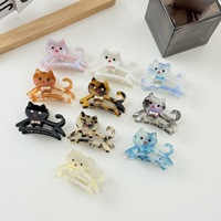 Épingle à cheveux de style français 6 cm, motif chat adorable et mignon, ornée de diamants étincelants, type griffe de chat