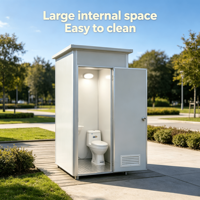 Toilettes portables en gros, cabine individuelle avec mur antidérapant en tôle à carreaux, lavabo et ventilateur pour parc public