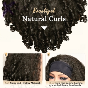 Parrucche <span class=keywords><strong>Afro</strong></span> Kinky Curly Straight per Donne di Colore, Lunghe con Fascia, Sintetiche, Classiche, Voluminose, Ondulate, Senza Colla, Resistenti al Calore, Premium - Product Image 5