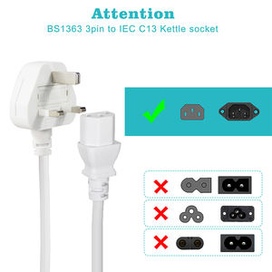 Câble d'alimentation CA pour ordinateur de bureau, connecteur IEC60320 C13, <span class=keywords><strong>16A</strong></span> 250V, 3 broches, conducteur en cuivre, gaine en PVC, prise approuvée BSI, Royaume-Uni - Product Image 6