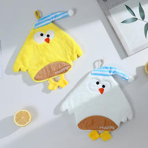 Lindas toallas de mano para niños con forma de pollo, diseño de dibujos animados, toallas de mano suaves para la piel, con lazos para colgar, para uso doméstico, de alta densidad, de lana coralina - Product Image 5