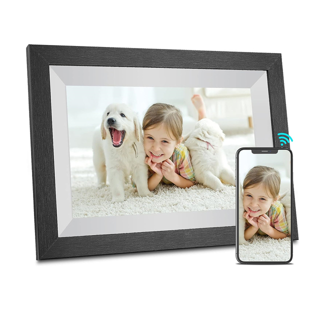 WiFi 32GB Smart Wood IPS 1080P Touch Screen Auto-Rotate 10.1 Inch Digital Photo Frame Share Photos and Videos Via Frameo Freely