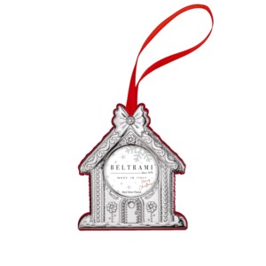 Beltrami Hanging Photo <b>Frame</b> 2x2 Silver Plated Wood Christmas Ornament with Embossing Printing Durable - Product Image 1
