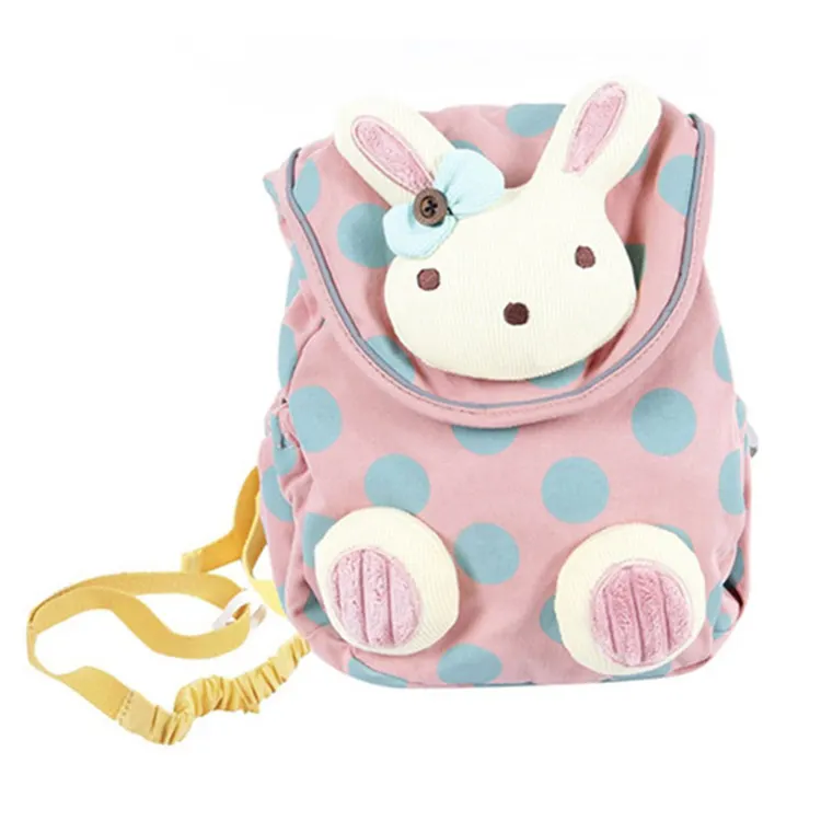 Sac à dos rose pour enfant en bas âge, en Stock, avec laisse Anti-perte, sac d'école mignon avec lapin de dessin animé, sac à dos pour enfant