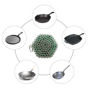 Metalen Pan Schraper Pot Reinigingsborstels Rvs Gietijzer Cleaner Chainmail Scrubber <span class=keywords><strong>Pad</strong></span> Met Ring - Product Image 6