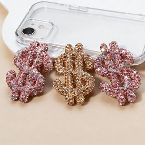 Dijes de diseñador grandes de lujo con diseño de signo de dólar y labios de cereza para decoraciones de fundas de teléfono, regalo al por mayor - Product Image 1