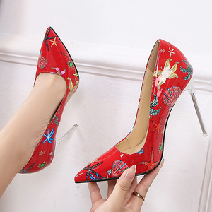 Big Size 46 Extreme High Heels Women Print Slim Heel <b>Shoes</b> Colorful Stiletto Dress Wide Fit Sandals - Product Image 3