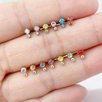 Bijoux de piercing corporel en titane ASTM F136 G23 avec zircone cubique ronde et opale gelée pour cartilage, oreille, nez, lèvre - Vente en gros OEM ODM