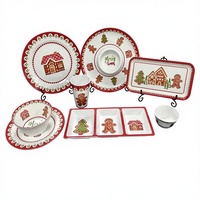 Ensemble de vaisselle en mélamine incassable de luxe pour les fêtes de Noël, design tendance, vente chaude, personnalisable, bol à soupe et assiette, vaisselle pour les fêtes