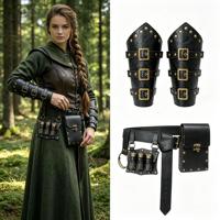 Ensemble médiéval en cuir PU - Équipement de gardes avec rivets, pochette, accessoires de festival Renaissance, LARP, costume gothique, cosplay viking unisexe