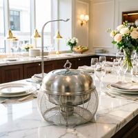 Plat de service de luxe doré 8L en acier inoxydable, chauffe-plats de buffet, équipement de restauration, chauffage à l'alcool, pour mariages et réceptions
